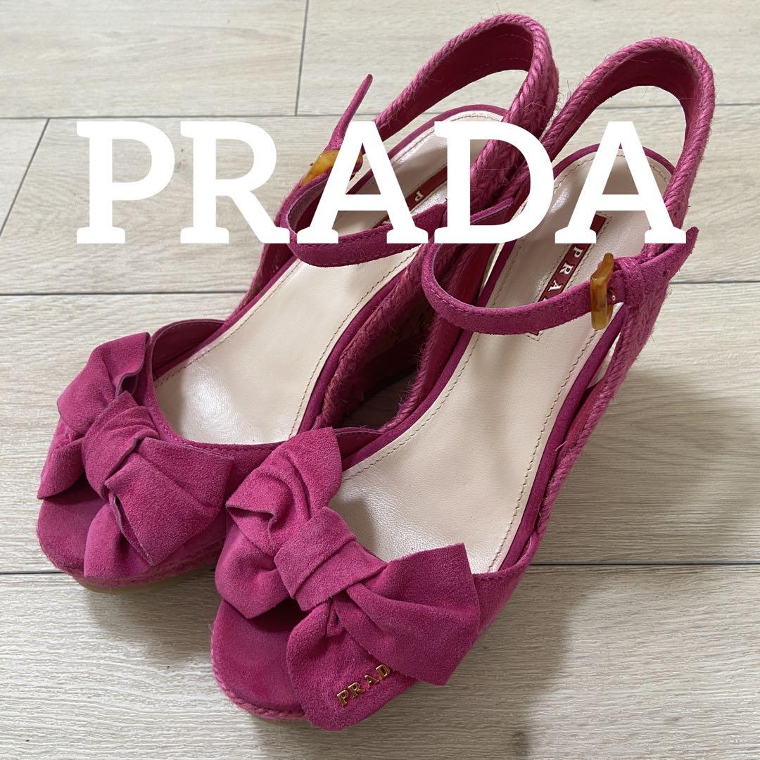PRADA プラダ サンダル ピンク リボン ストラップ 春夏 38