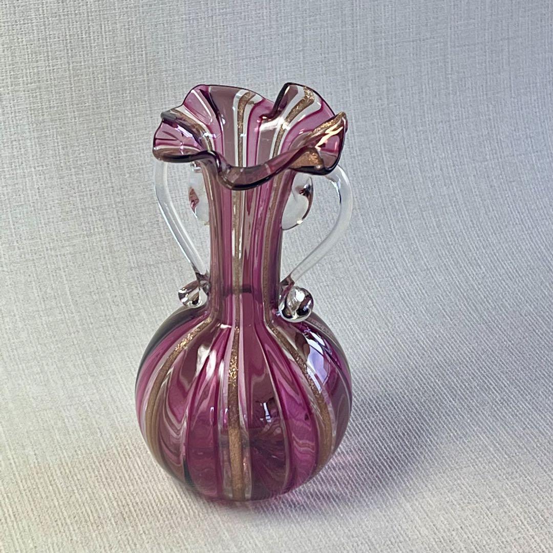 ムラーノ 金彩 一輪挿し 花瓶 クリスタル ガラス ベネチアン グラス