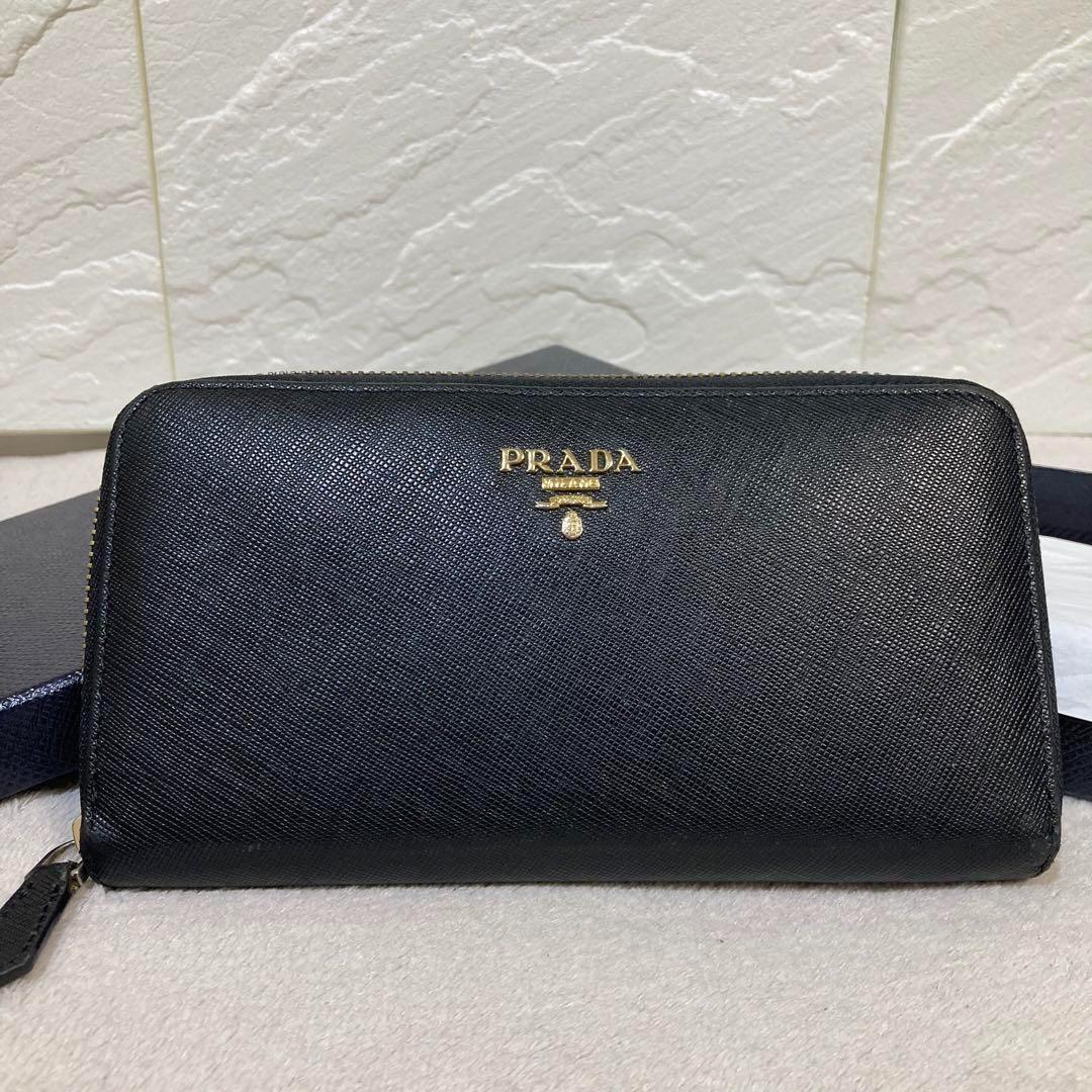 美品　PRADA サフィアーノ　長財布　ラウンドファスナー　コインケース